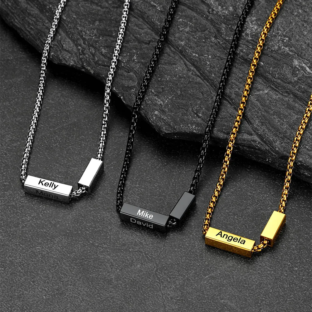 Custom Engraved Names Bar Chain Necklace for Men sold by FaithHeart product image thumbnail 3