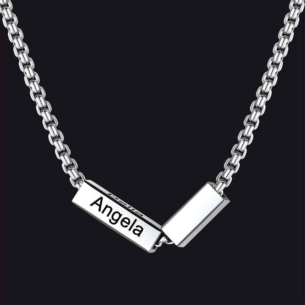 Custom Engraved Names Bar Chain Necklace for Men sold by FaithHeart