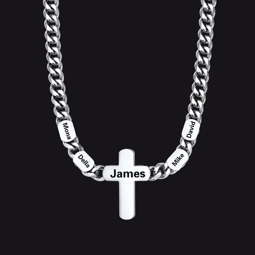 Customized Name Cuban Chain Cross Necklace for Men 7MM sold by FaithHeart