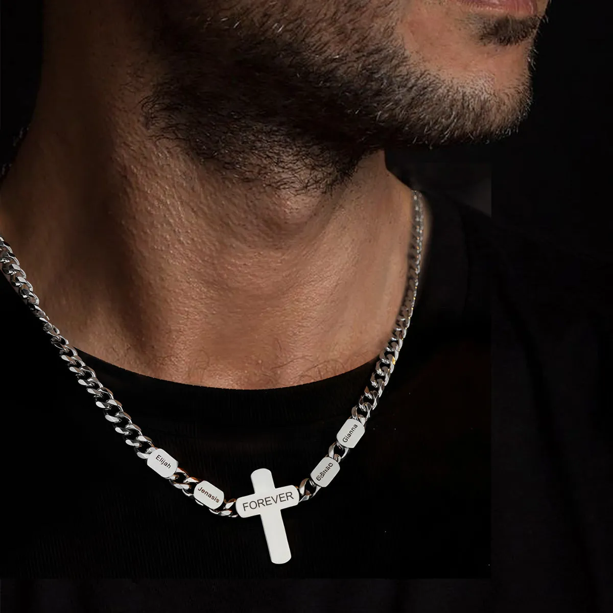 Customized Name Cuban Chain Cross Necklace for Men 7MM sold by FaithHeart product image thumbnail 2