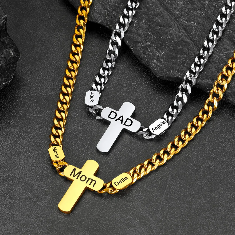 Customized Name Cuban Chain Cross Necklace for Men 7MM sold by FaithHeart product image thumbnail 3