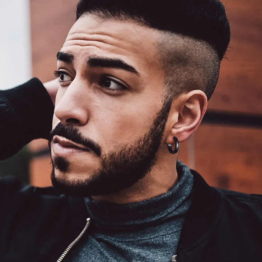 Classic Stainless Steel Huggie Hoop Earrings for Men sold by FaithHeart product image thumbnail 4