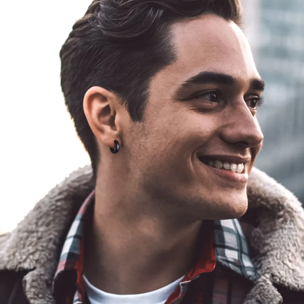 Classic Stainless Steel Huggie Hoop Earrings for Men sold by FaithHeart product image thumbnail 2