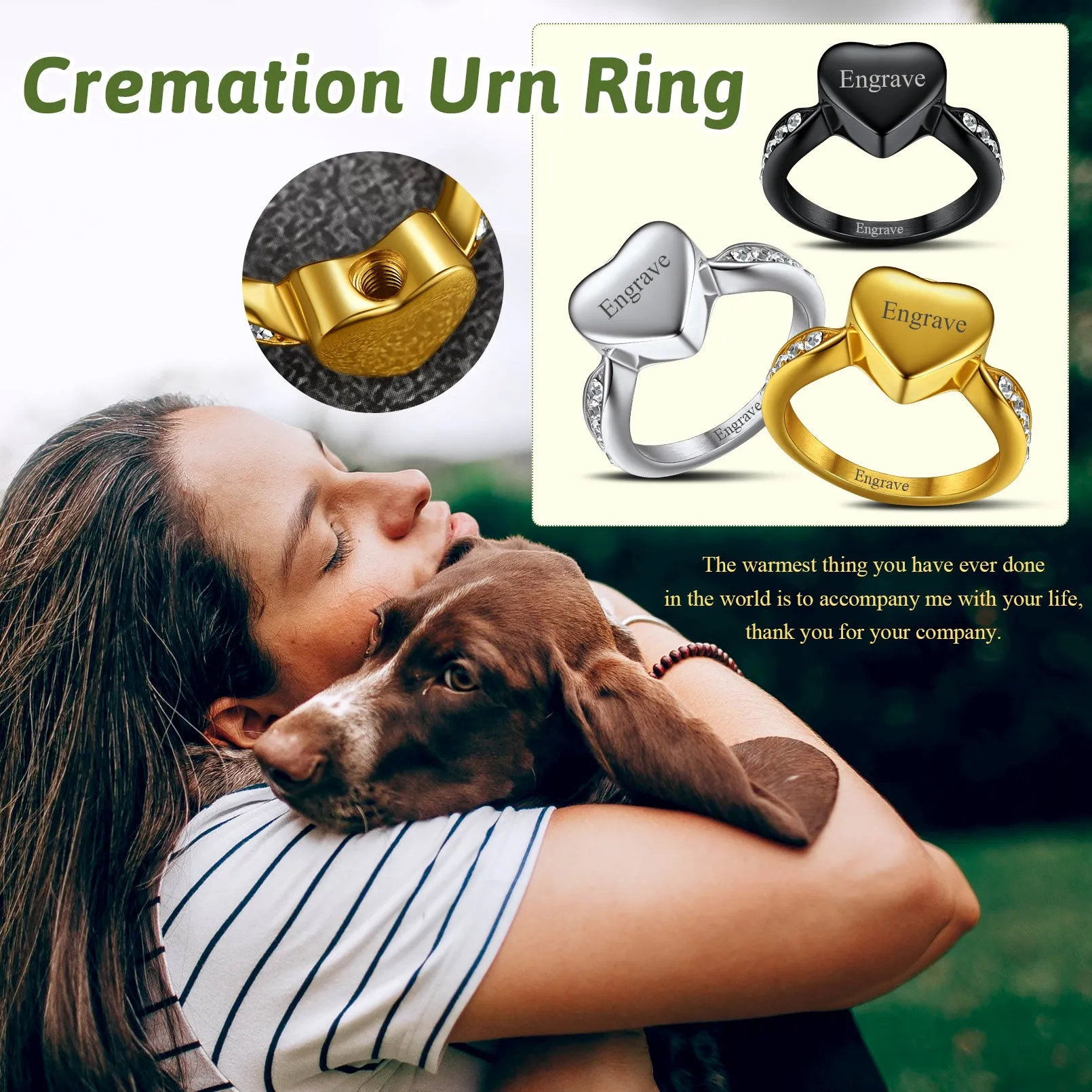 Custom Memorial Heart Cremation Urn Ashes Ring for Women sold by FaithHeart product image thumbnail 4