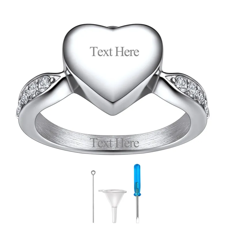 Custom Memorial Heart Cremation Urn Ashes Ring for Women sold by FaithHeart