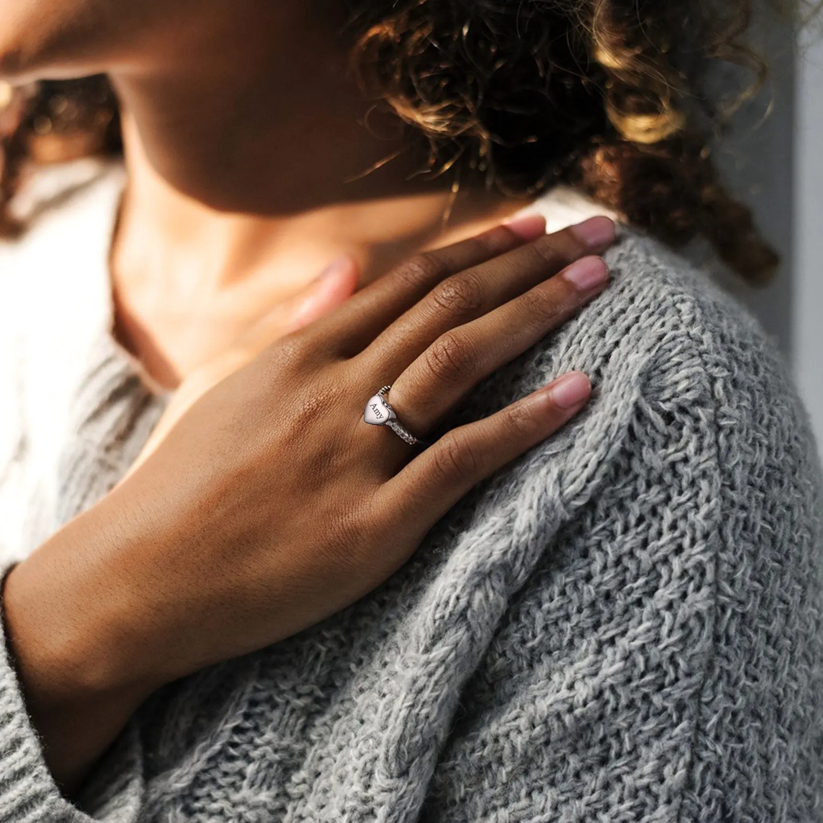 Custom Memorial Heart Cremation Urn Ashes Ring for Women sold by FaithHeart product image thumbnail 2