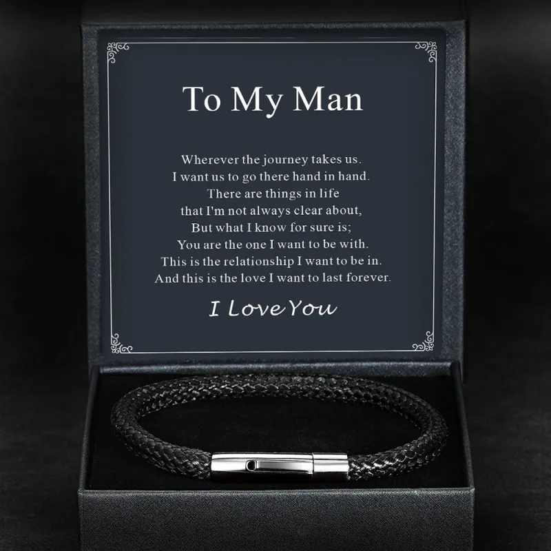 Clasp Braided Genuine Leather Bracelet Birthday Gift for Men sold by FaithHeart