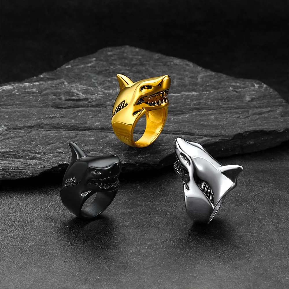 Stainless Steel Gothic Shark Signet Ring for Men Women sold by FaithHeart product image thumbnail 5