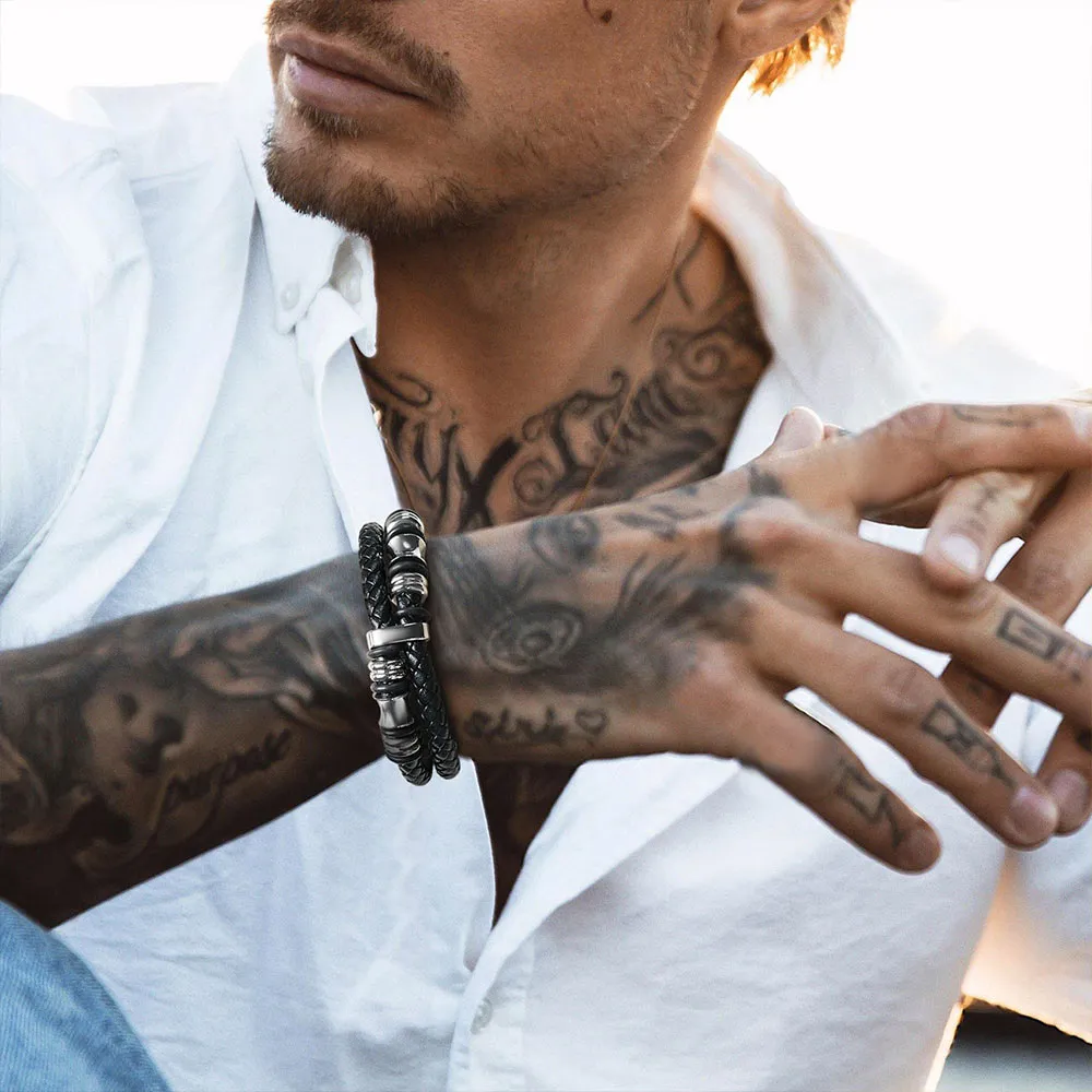 Engraved Braided Leather Bracelet for My Grandson sold by FaithHeart product image thumbnail 4