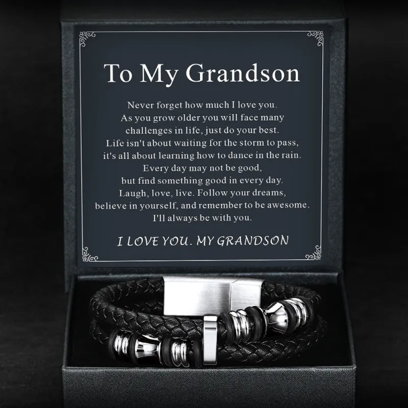 Engraved Braided Leather Bracelet Birthday Gift for Man sold by FaithHeart