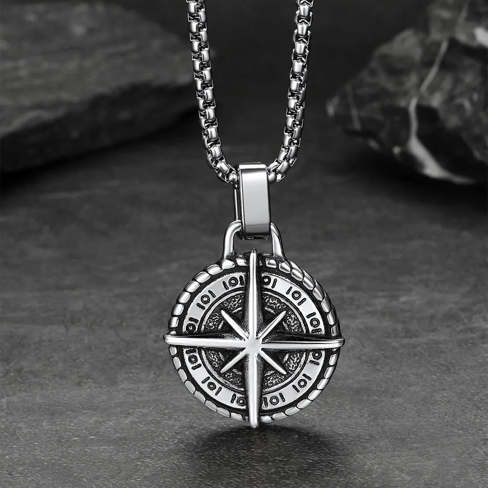 Gothic Vintage Polaris Compass Cross Pendant Necklace for Men sold by FaithHeart product image thumbnail 5