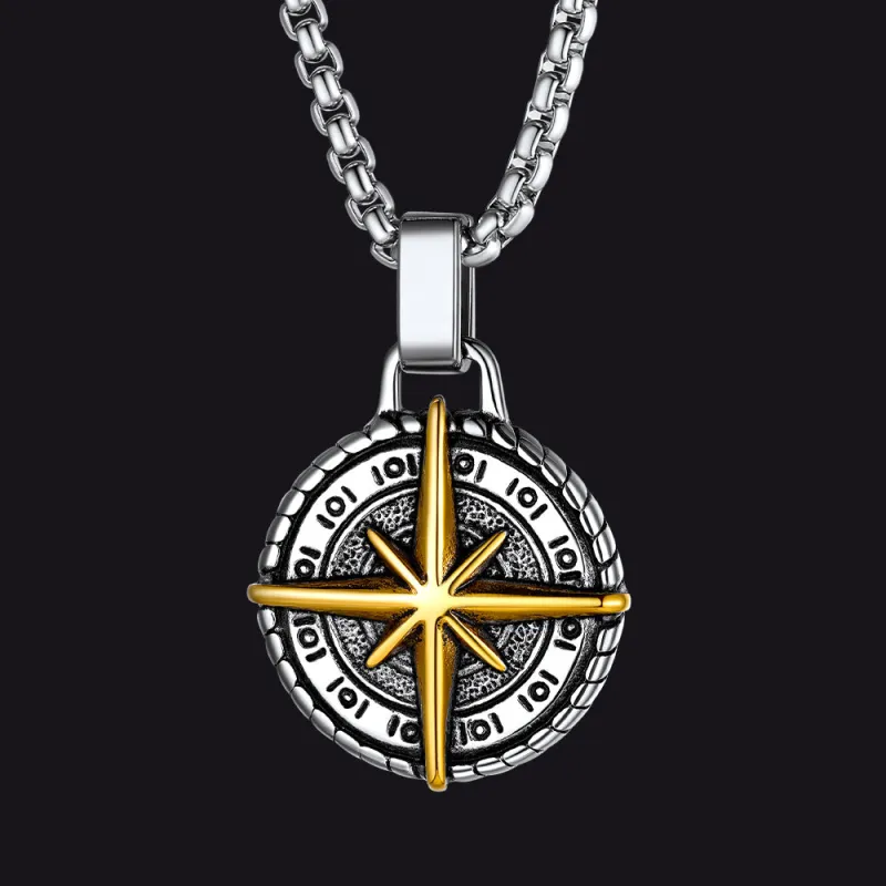 Gothic Vintage Polaris Compass Cross Pendant Necklace for Men sold by FaithHeart