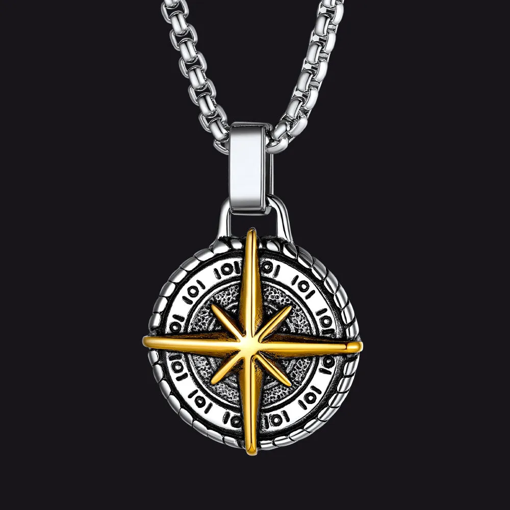 Gothic Vintage Polaris Compass Cross Pendant Necklace for Men sold by FaithHeart
