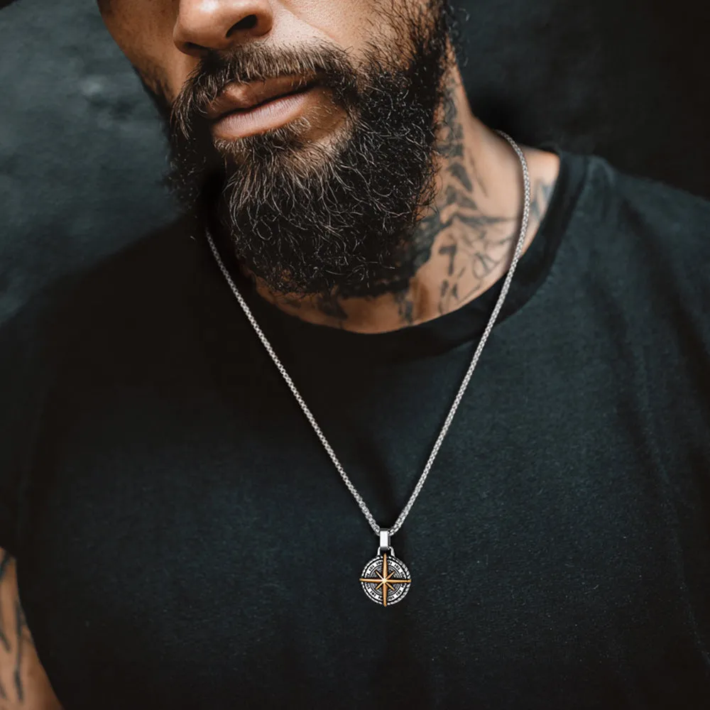 Gothic Vintage Polaris Compass Cross Pendant Necklace for Men sold by FaithHeart product image thumbnail 2