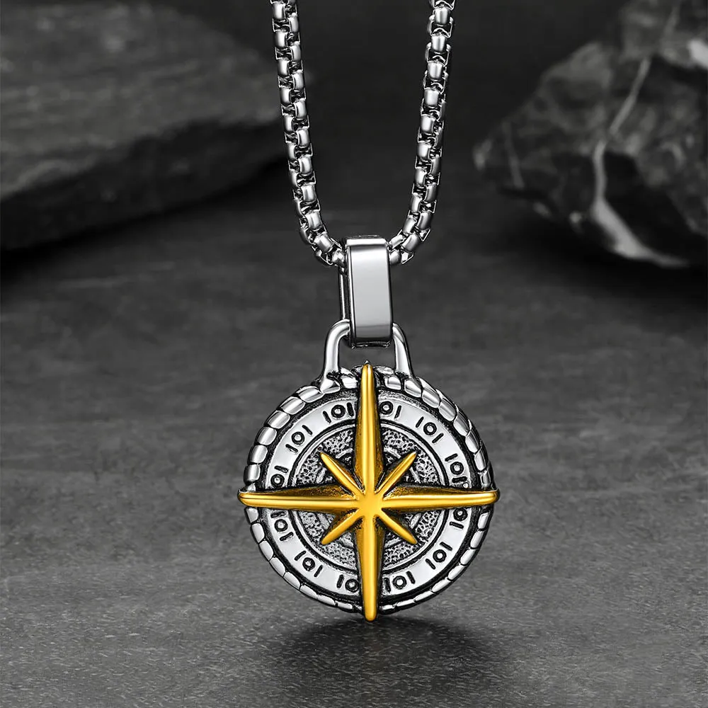 Gothic Vintage Polaris Compass Cross Pendant Necklace for Men sold by FaithHeart product image thumbnail 4