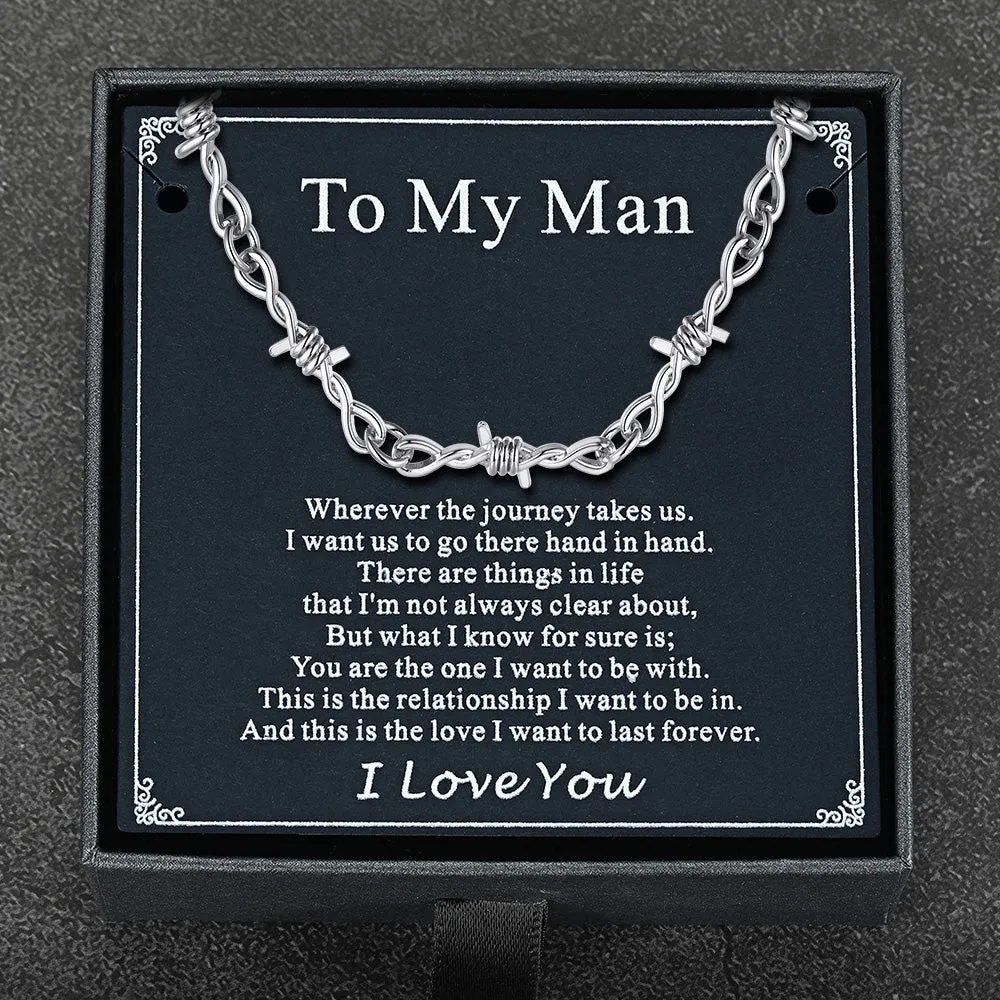Gothic Thorn Barb Wire Chain Link Necklace Birthday Gift for Men sold by FaithHeart