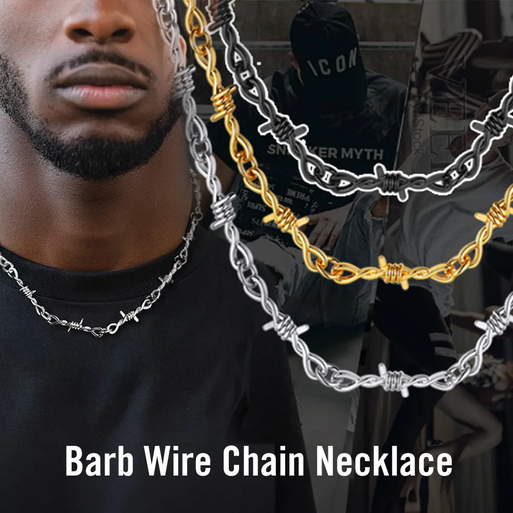 Gothic Thorn Barb Wire Chain Link Necklace Birthday Gift for Men sold by FaithHeart product image thumbnail 5