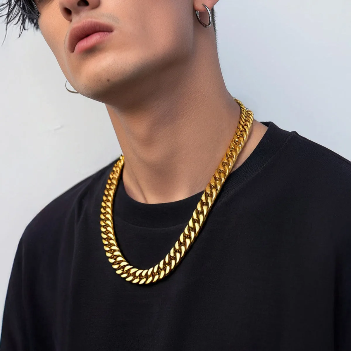 Miami Cuban Link Chain Necklace with Gift Crad for Him sold by FaithHeart product image thumbnail 2