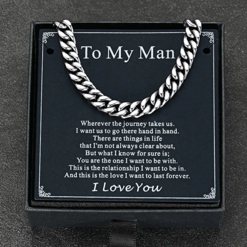 To My Man Miami Cuban Link Chain Necklace, Birthday or Anniversary Gift for Him sold by FaithHeart