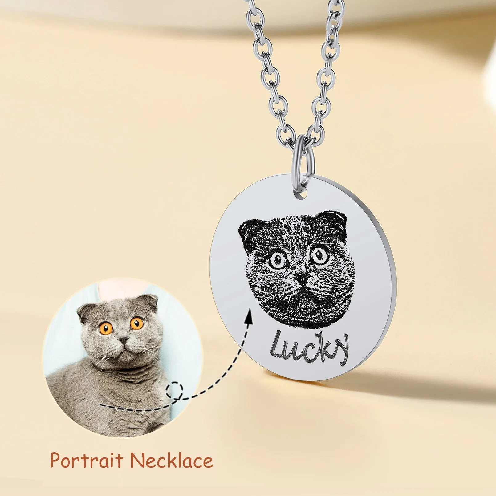 Personalized Pet Portrait Necklace Memorial Gift sold by FaithHeart product image thumbnail 5