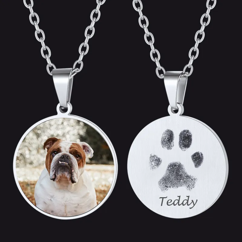 Customized Memorial Photo Pet Fingerprint Necklace for Dog sold by FaithHeart