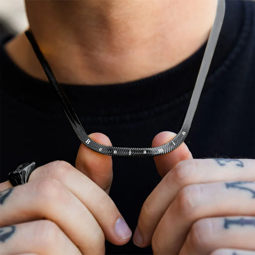 Customized Engraved Herringbone Snake Chain Choker Necklace for Women Men sold by FaithHeart product image thumbnail 3