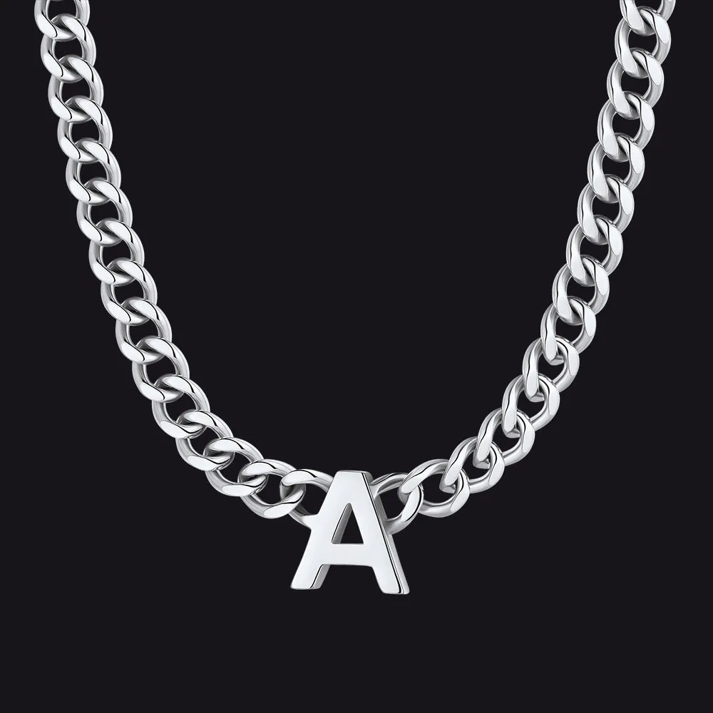 7MM Custom Initial Letter Cuban Link Chain Necklace for Men Women sold by FaithHeart