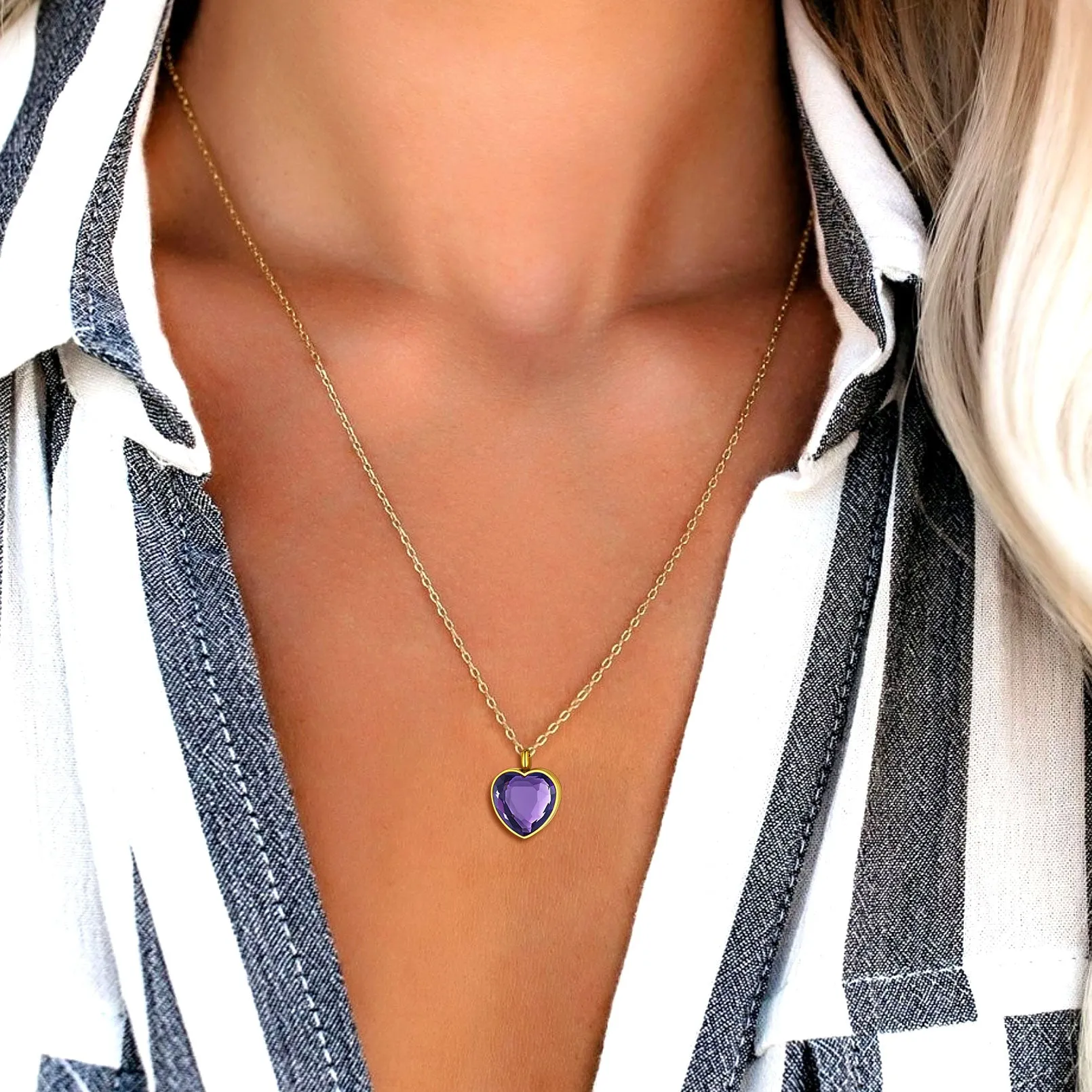 Personalized Cremation Heart Birthstone Urn Ashes Necklace for Women sold by FaithHeart product image thumbnail 3