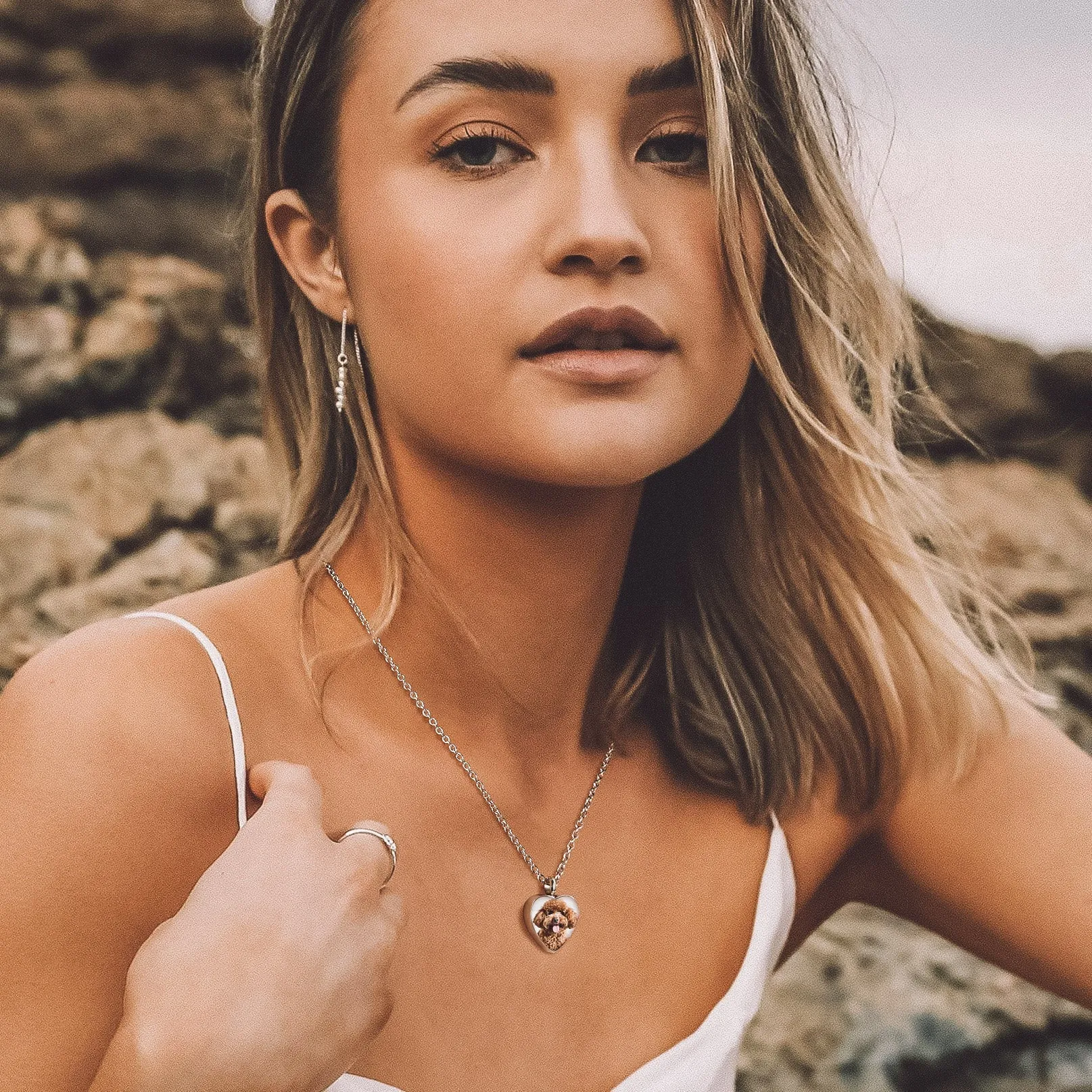 Personalised Picture Heart Urn Pendant Necklace for Ashes Pet Cremation Jewelry sold by FaithHeart product image thumbnail 2