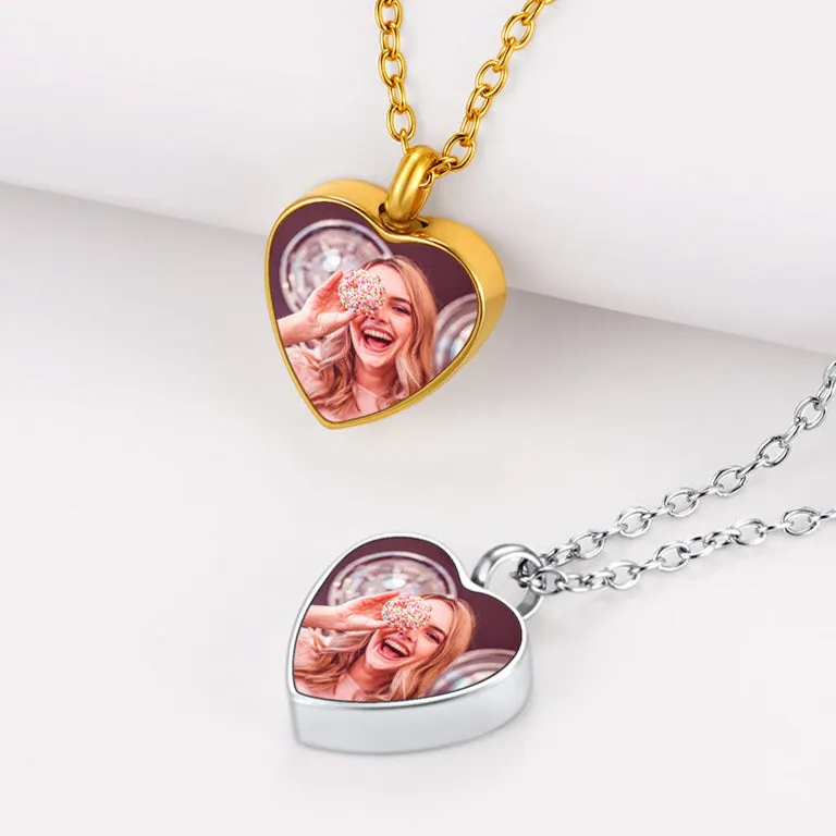 Personalised Picture Heart Urn Pendant Necklace for Ashes Pet Cremation Jewelry sold by FaithHeart product image thumbnail 4