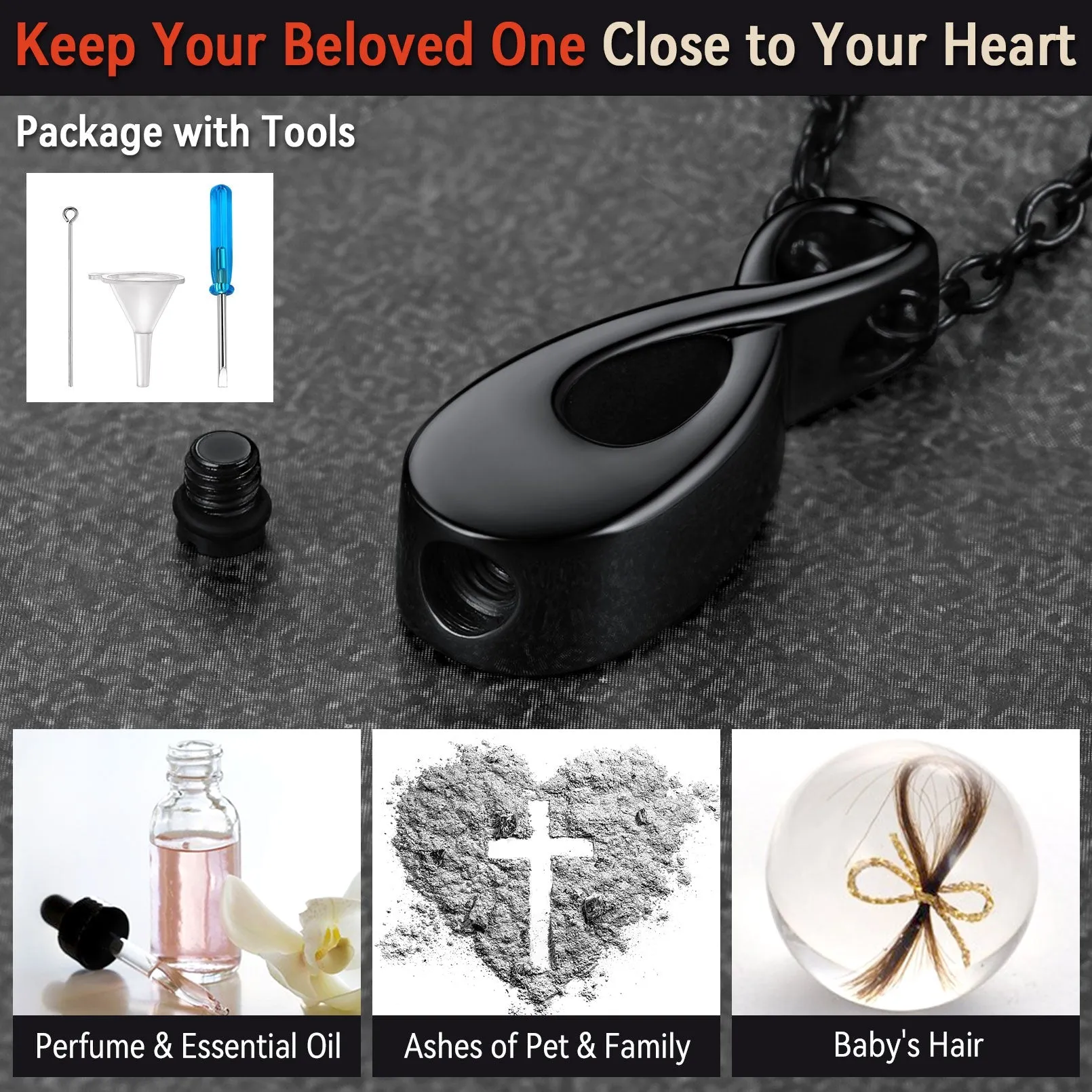 Customized Infinity Urn Necklace Cremation Jewelry for Ashes sold by FaithHeart product image thumbnail 5