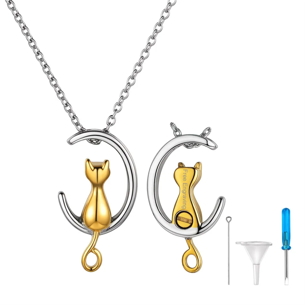 Customized Pet Cat Urn Necklace for Ashes Memorial Gift sold by FaithHeart