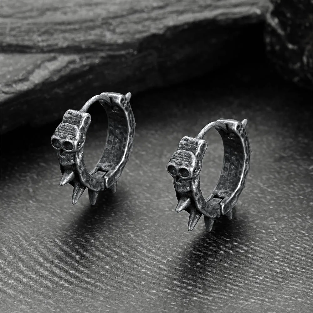 Gothic Skull Rivet Hoop Earrings for Men Halloween Gift sold by FaithHeart product image thumbnail 4