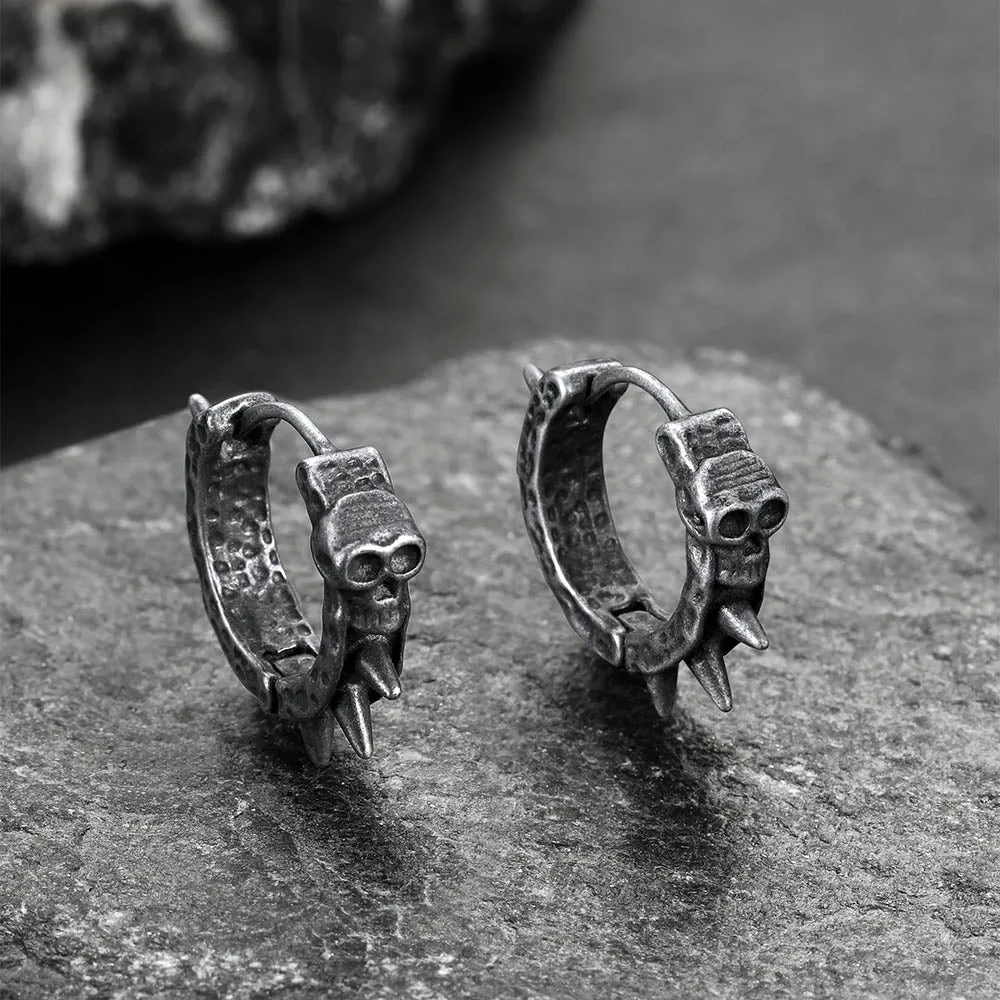 Gothic Skull Rivet Hoop Earrings for Men Halloween Gift sold by FaithHeart product image thumbnail 5