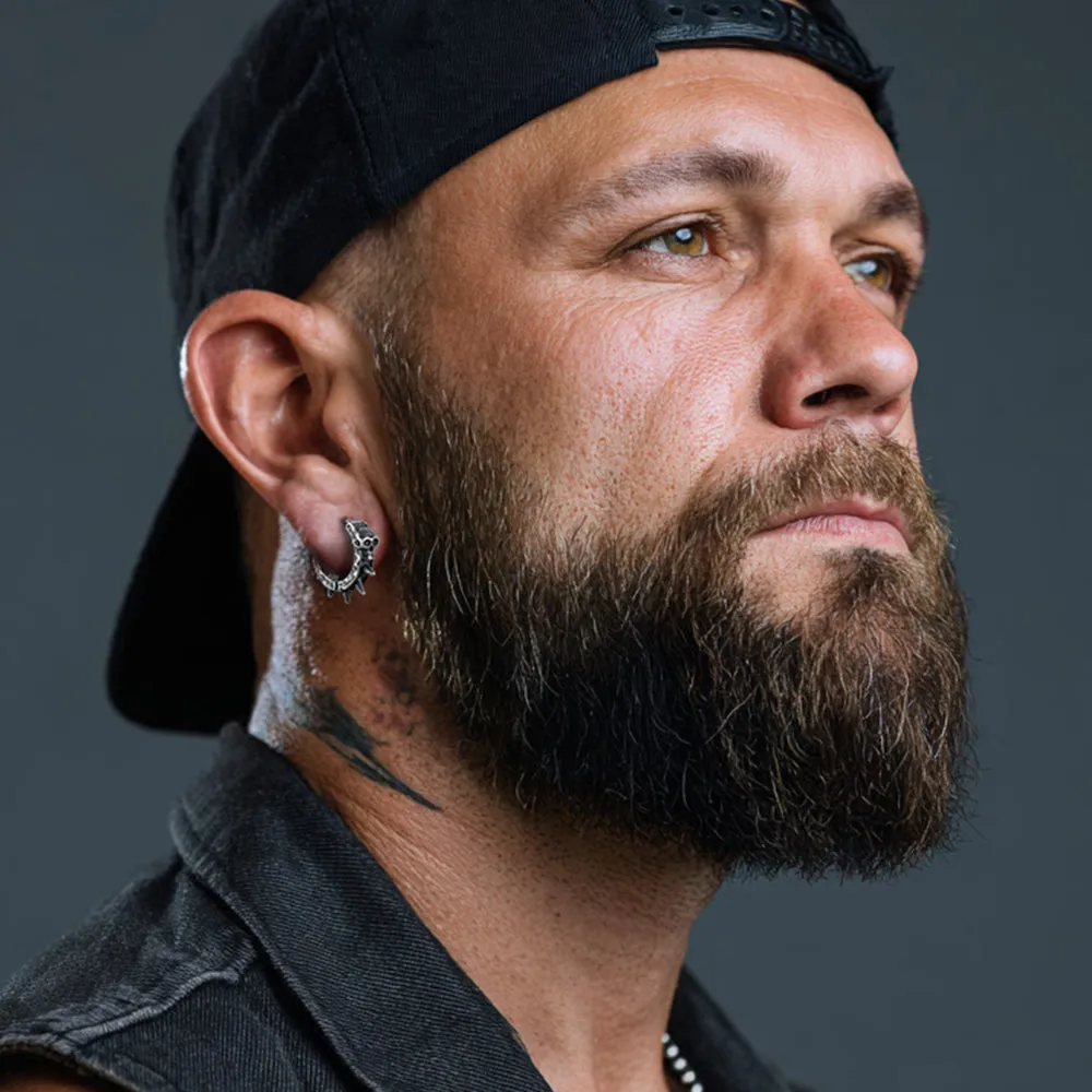 Gothic Skull Rivet Hoop Earrings for Men Halloween Gift sold by FaithHeart product image thumbnail 2