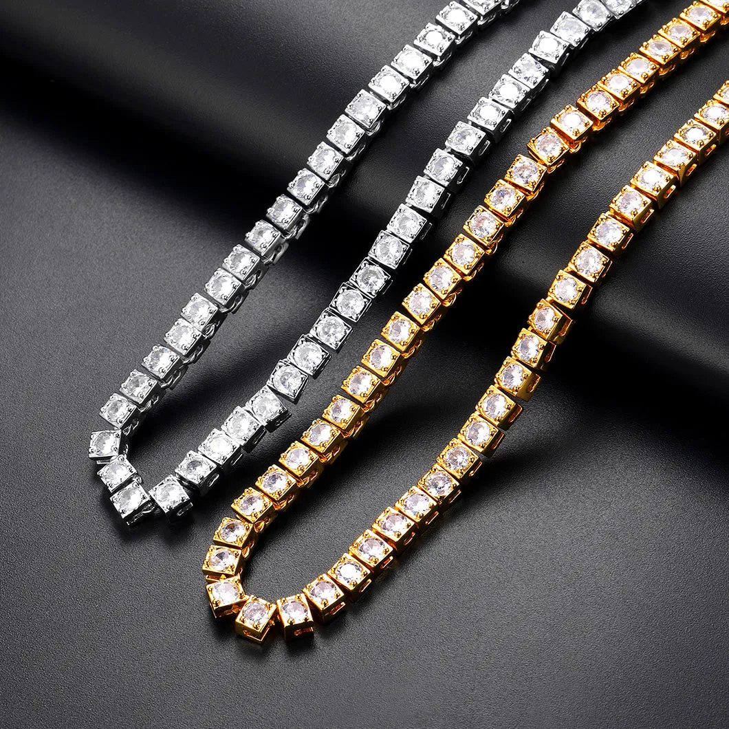 4mm Princess Cut Tennis Chain Necklace CZ Stones for Men Women sold by FaithHeart product image thumbnail 4