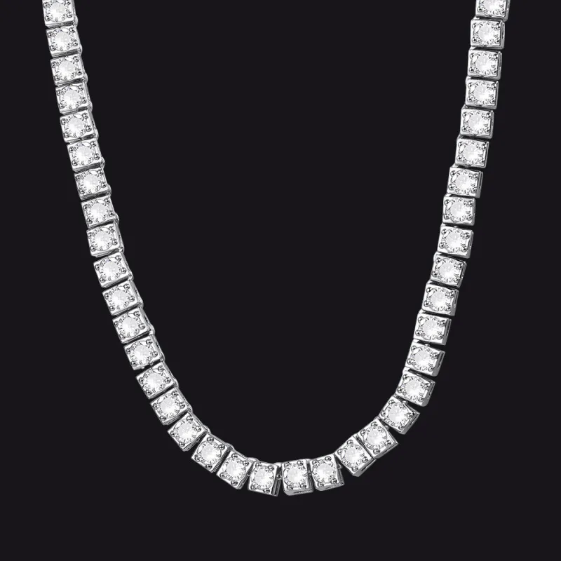 4mm Princess Cut Tennis Chain Necklace CZ Stones for Men Women sold by FaithHeart