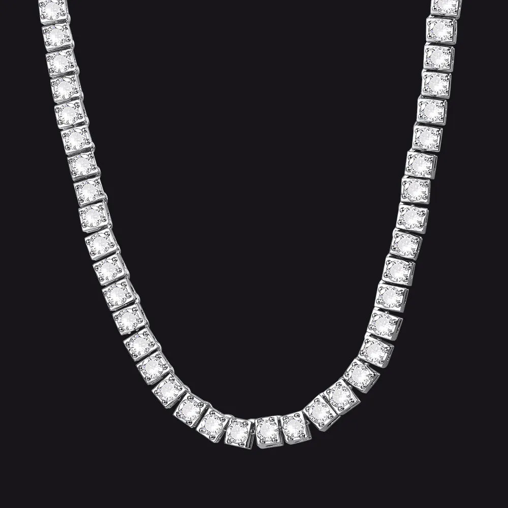 4mm Princess Cut Tennis Chain Necklace CZ Stones for Men Women sold by FaithHeart