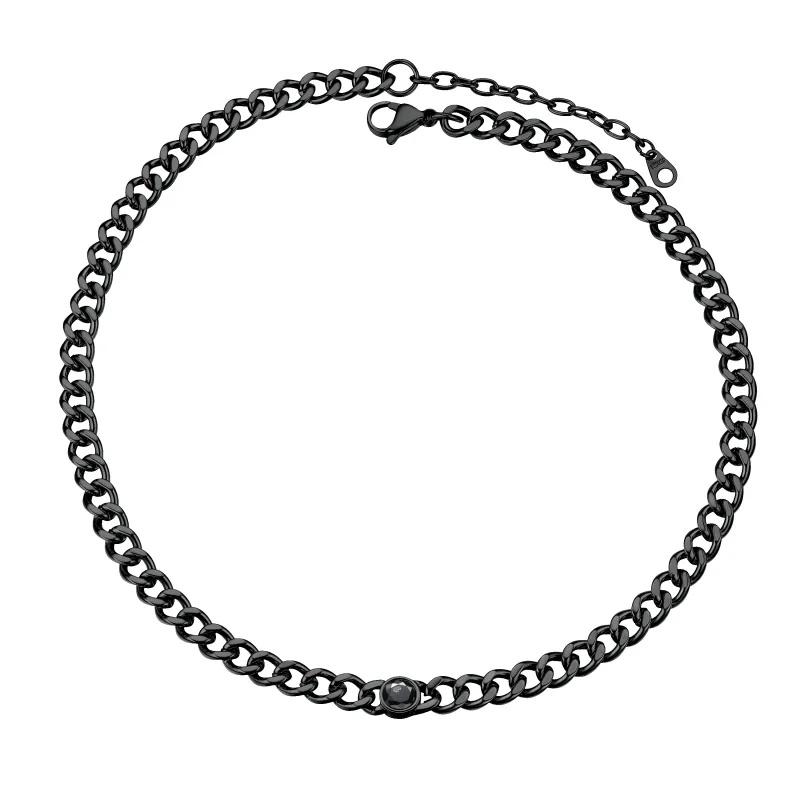 8MM Stainless Steel Cuban Link Choker Chain with Birthstone for Men Women sold by FaithHeart