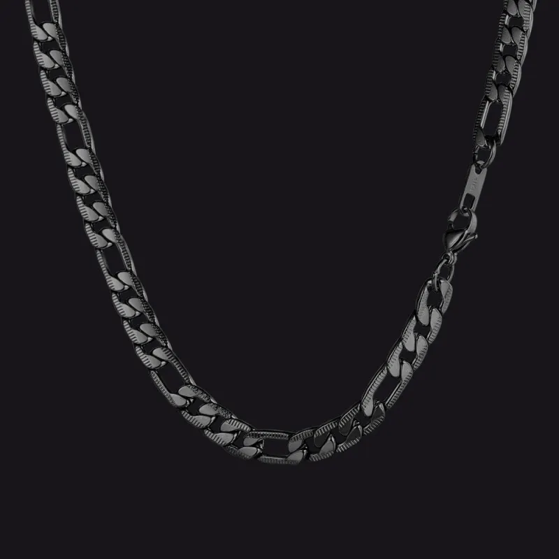 7mm Stainless Steel Figaro Link Chain Necklace for Men Women sold by FaithHeart