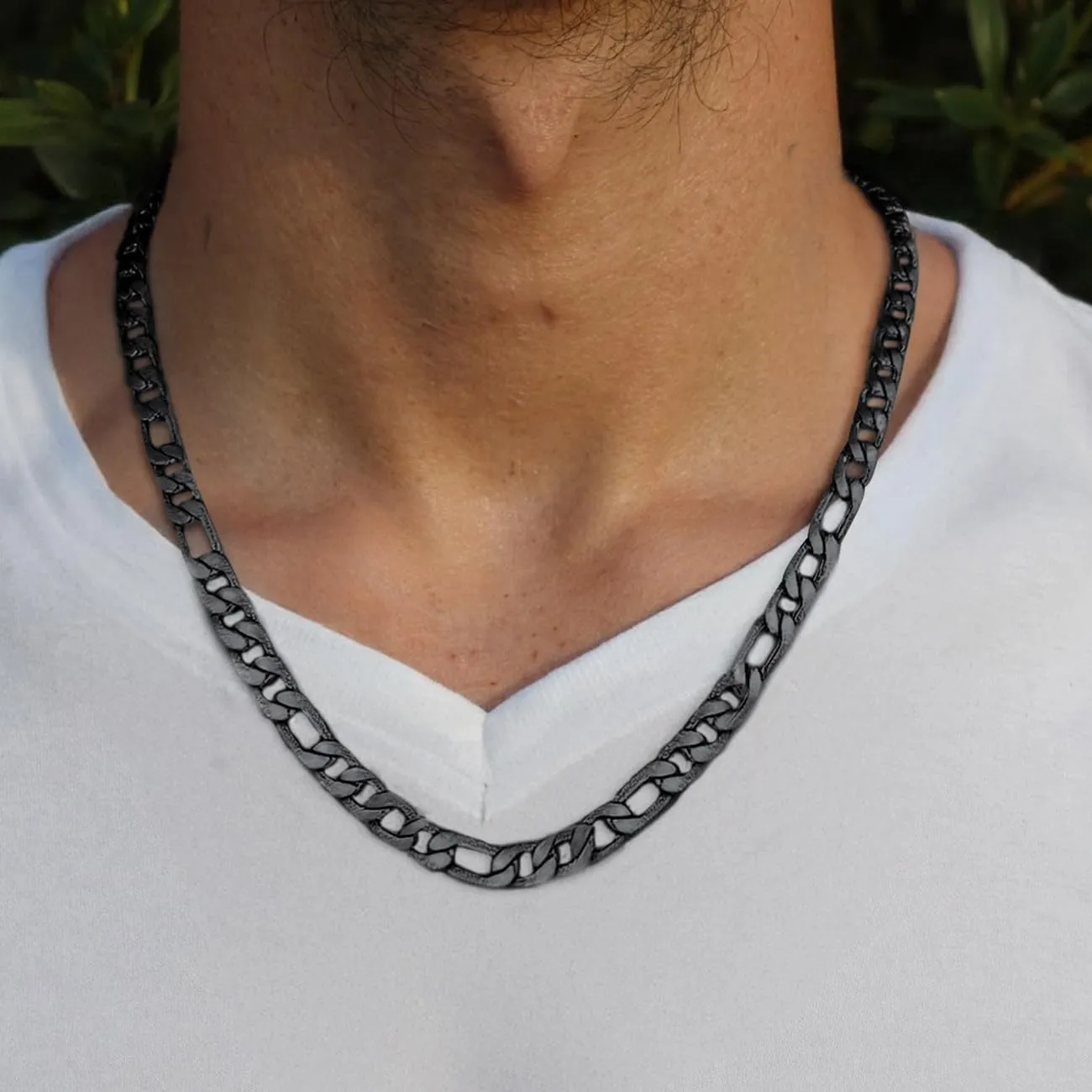 7mm Stainless Steel Figaro Link Chain Necklace for Men Women sold by FaithHeart product image thumbnail 3