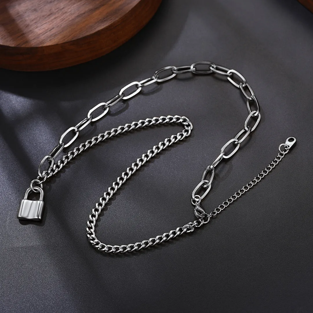 Handcuff Padlock Pendant Curb Chain Necklace for Women Men sold by FaithHeart product image thumbnail 4