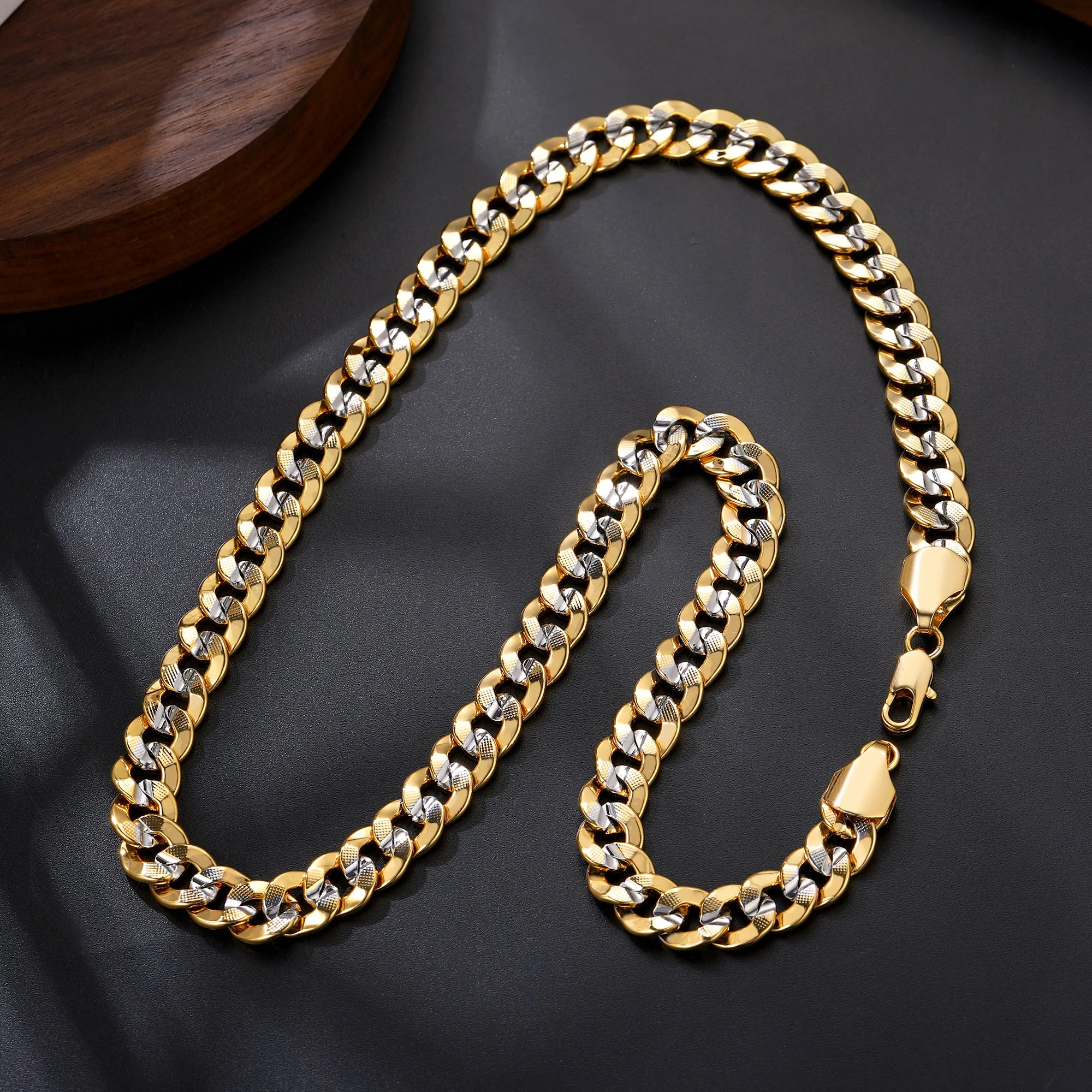Two-Tone Cuban Chain Necklace For Men Women, 6mm/10mm Width sold by FaithHeart product image thumbnail 5