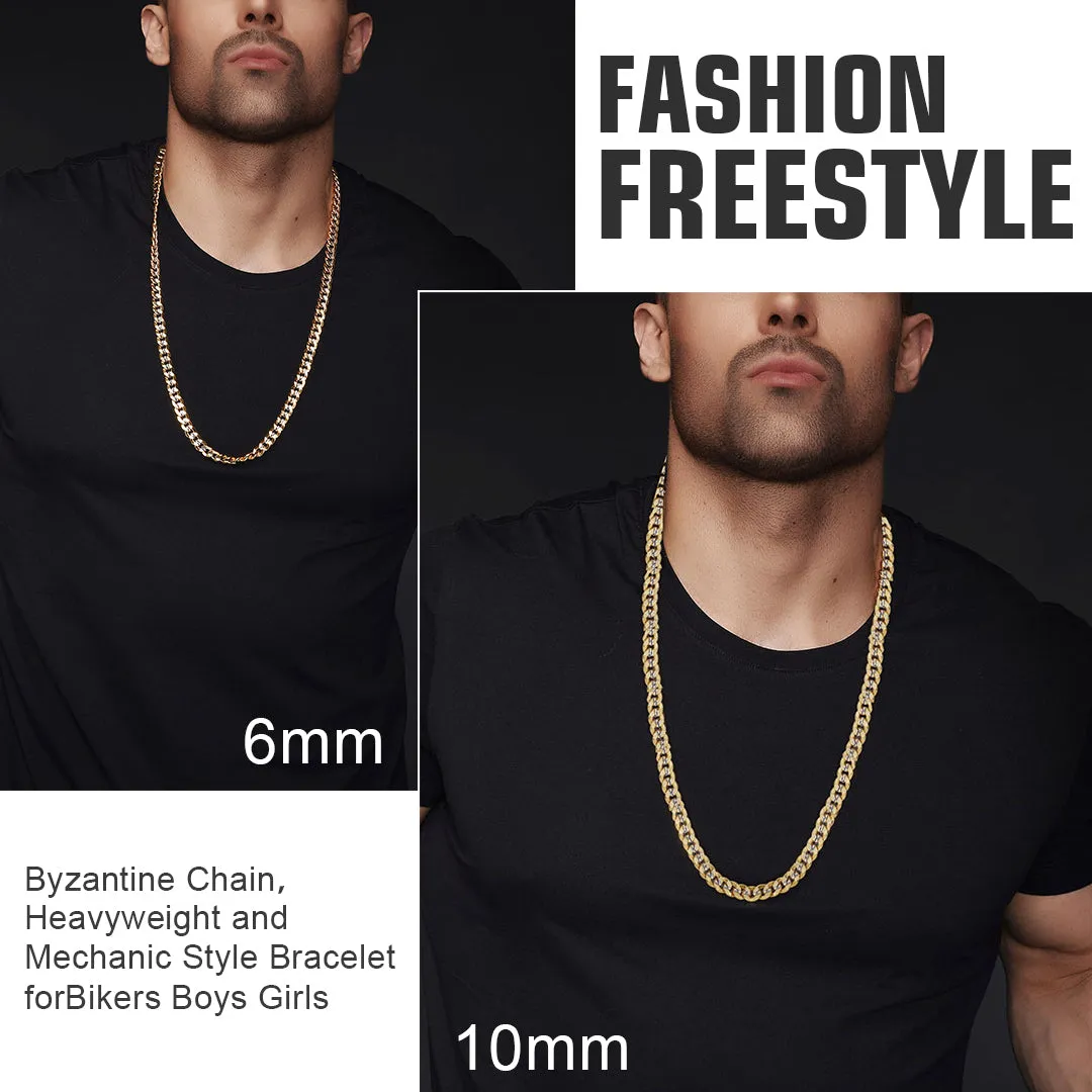 Two-Tone Cuban Chain Necklace For Men Women, 6mm/10mm Width sold by FaithHeart product image thumbnail 3