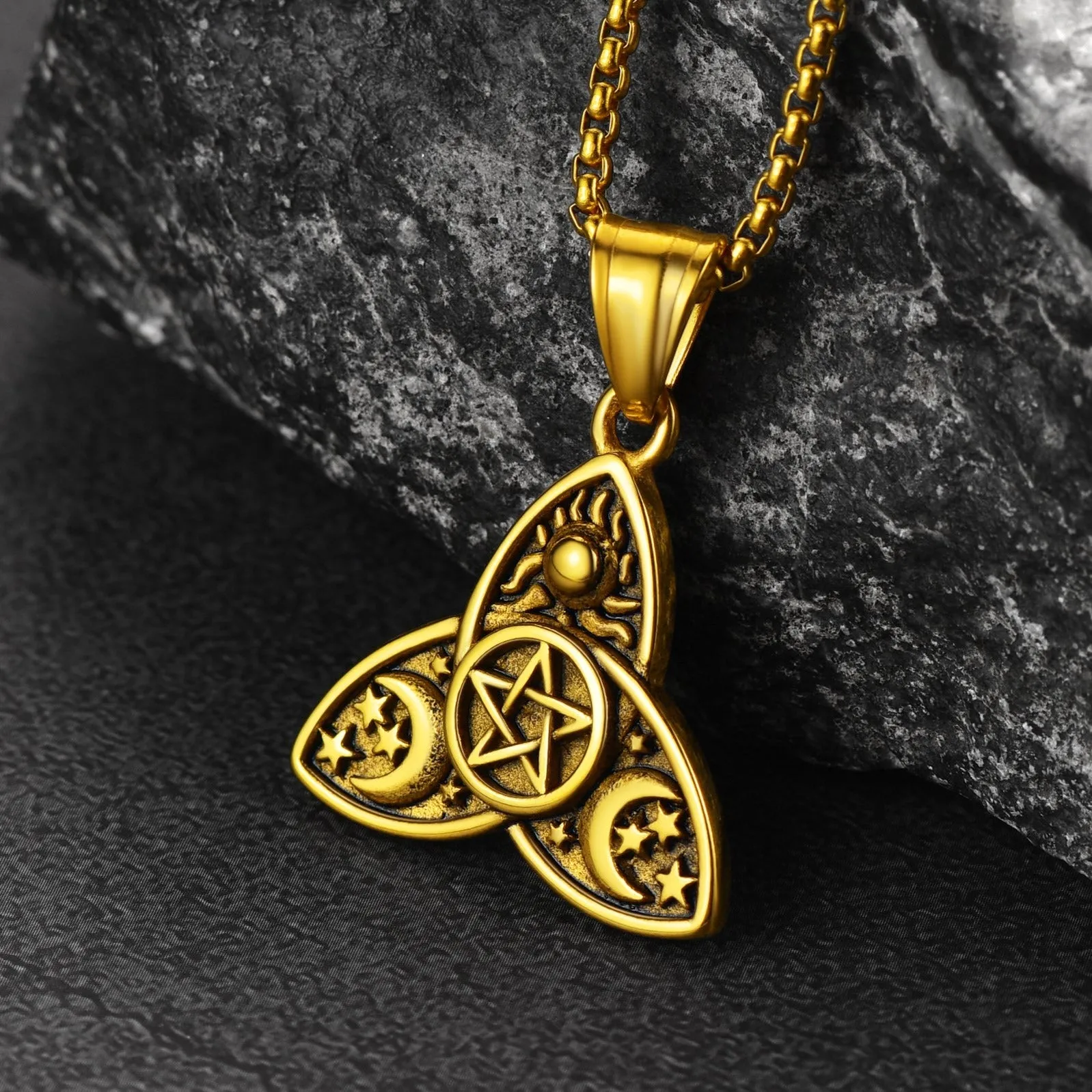 Triple Moon Goddess Pentagram Necklace for Men Women sold by FaithHeart product image thumbnail 4