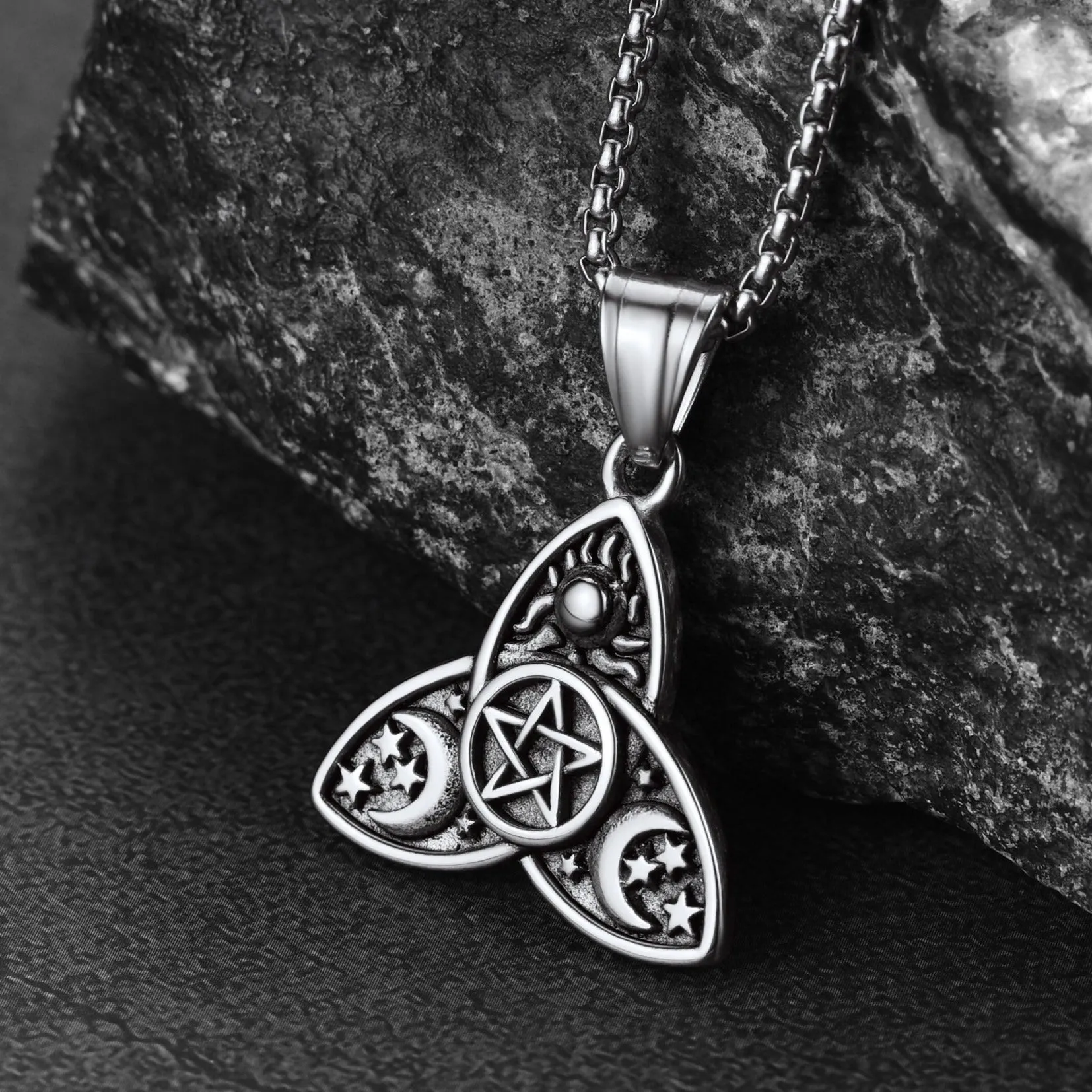 Triple Moon Goddess Pentagram Necklace for Men Women sold by FaithHeart product image thumbnail 2