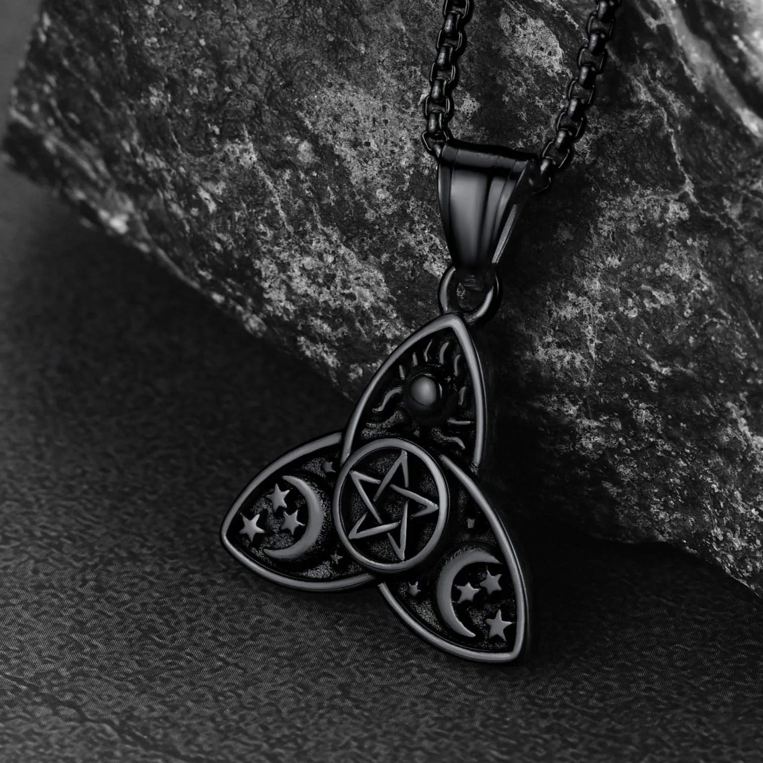 Triple Moon Goddess Pentagram Necklace for Men Women sold by FaithHeart product image thumbnail 5