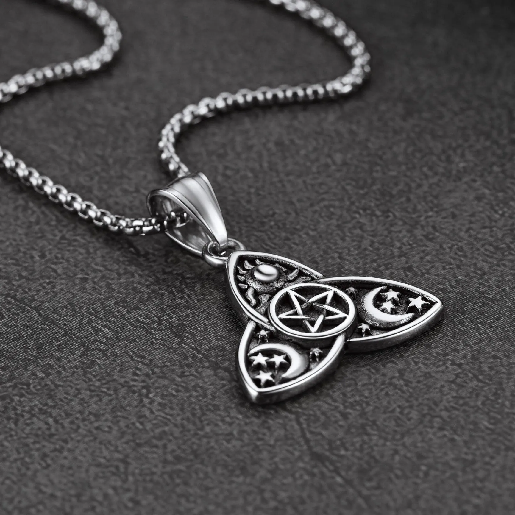 Triple Moon Goddess Pentagram Necklace for Men Women sold by FaithHeart product image thumbnail 3