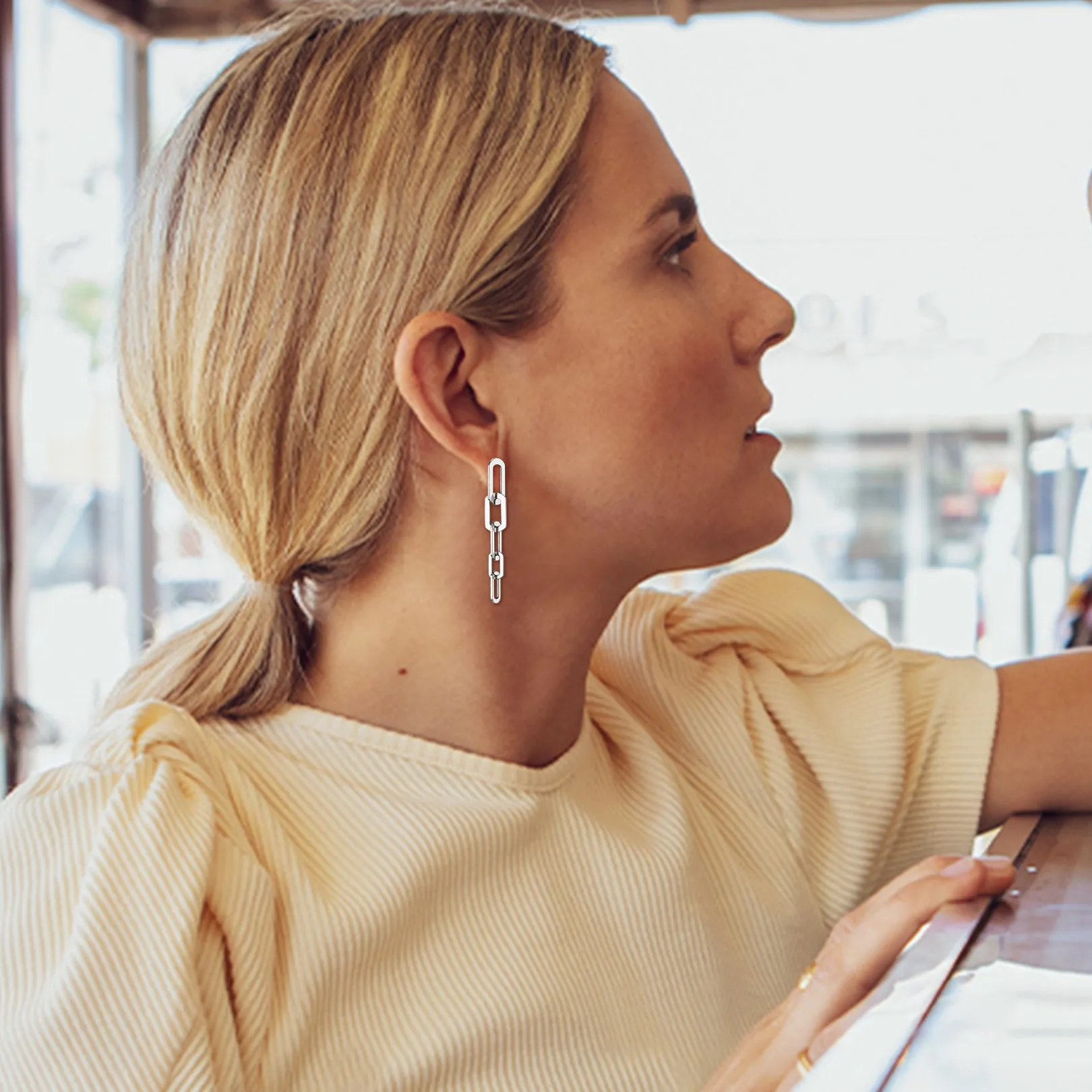 Street Style Long Cuban Chain Dangle Earring for Girl Women sold by FaithHeart product image thumbnail 4