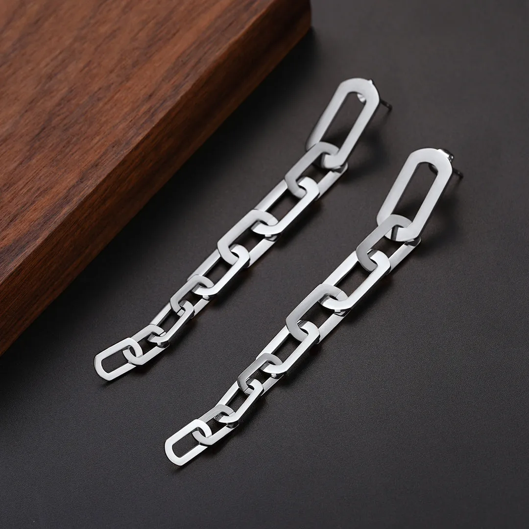 Street Style Long Cuban Chain Dangle Earring for Girl Women sold by FaithHeart product image thumbnail 5